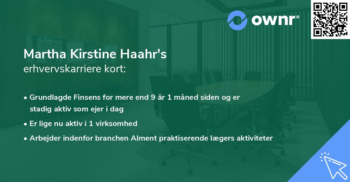 Martha Kirstine Haahr's erhvervskarriere kort