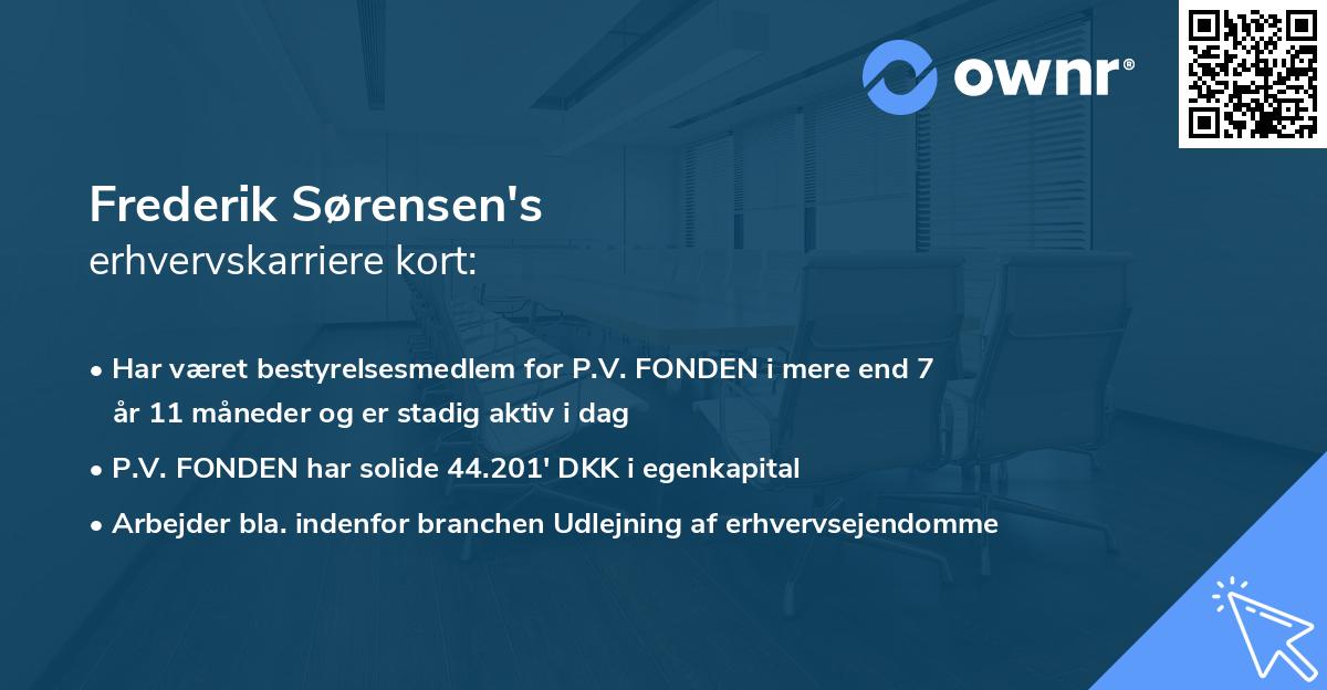 Frederik Sørensen's erhvervskarriere kort