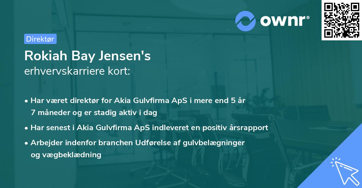 Rokiah Bay Jensen's erhvervskarriere kort