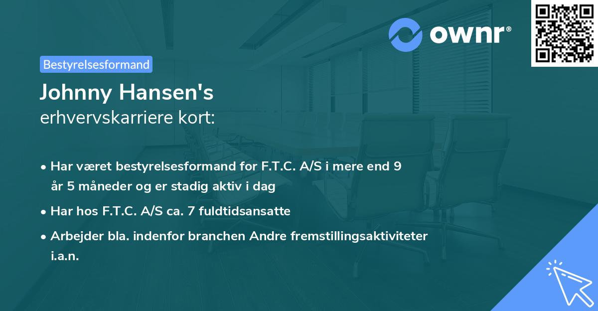 Johnny Hansen's erhvervskarriere kort