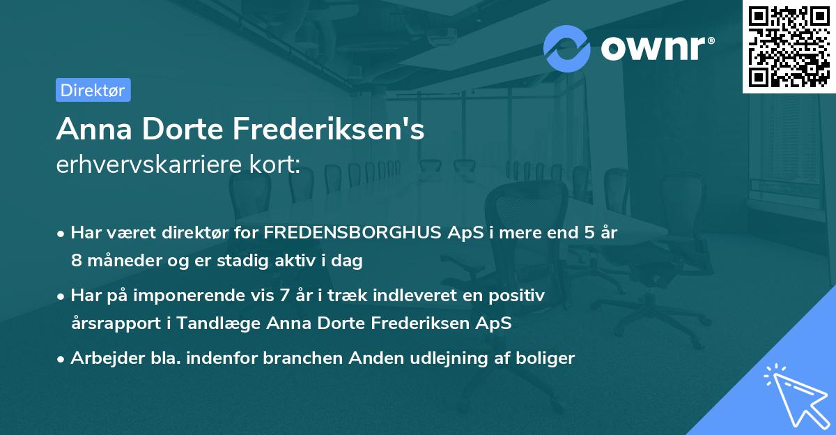 Anna Dorte Frederiksen's erhvervskarriere kort