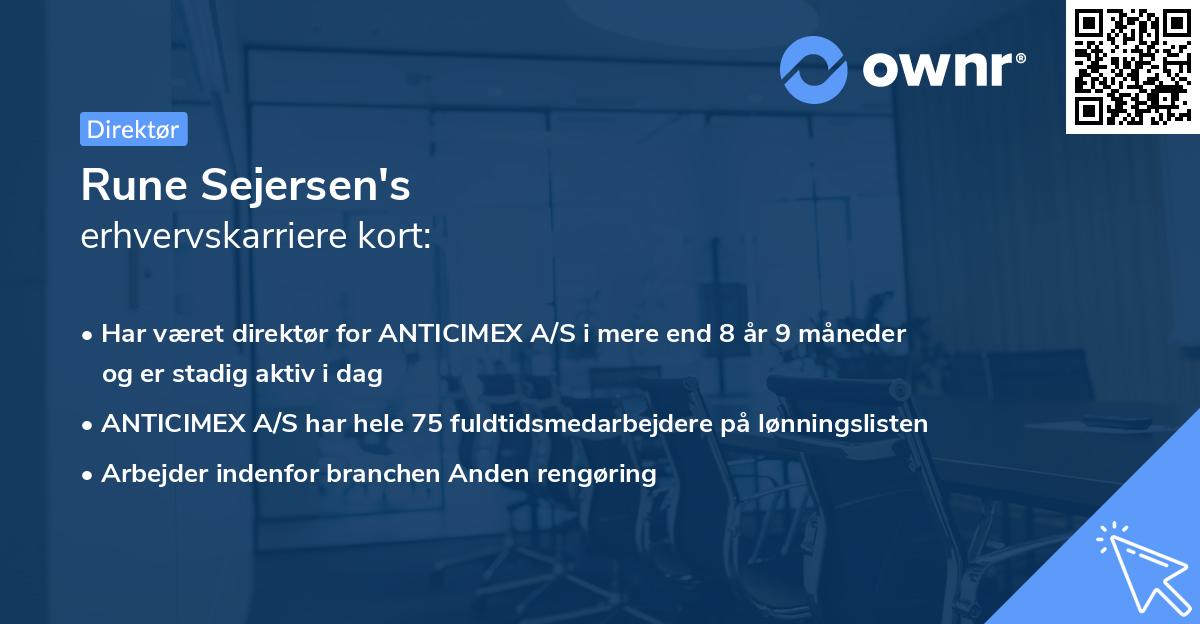 Rune Sejersen's erhvervskarriere kort