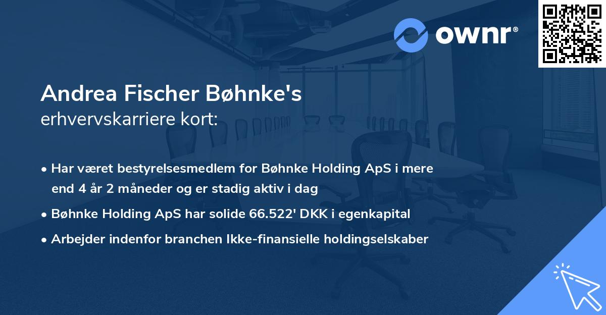 Andrea Fischer Bøhnke's erhvervskarriere kort