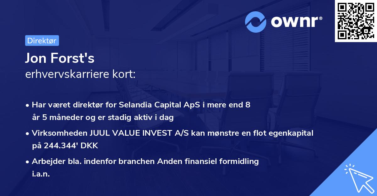 Jon Forst's erhvervskarriere kort