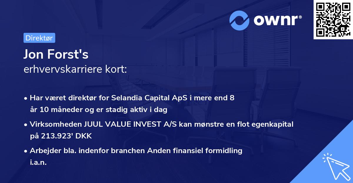 Jon Forst's erhvervskarriere kort