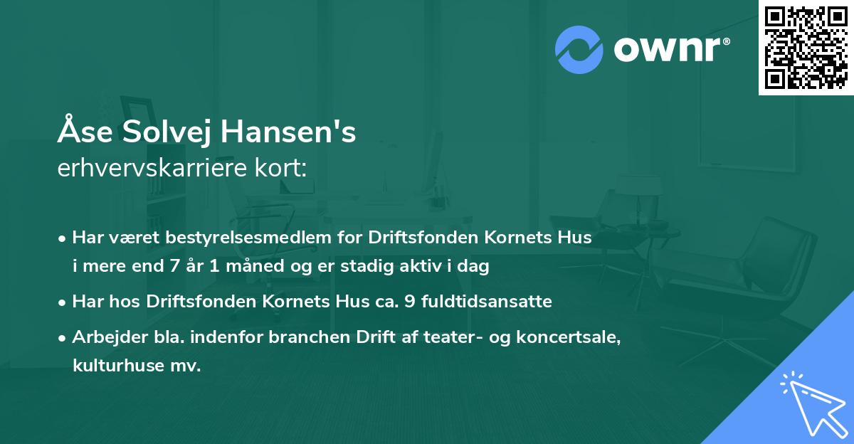 Åse Solvej Hansen's erhvervskarriere kort