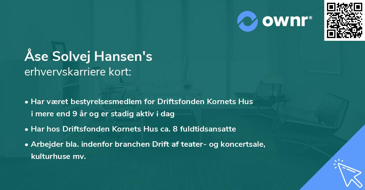 Åse Solvej Hansen's erhvervskarriere kort