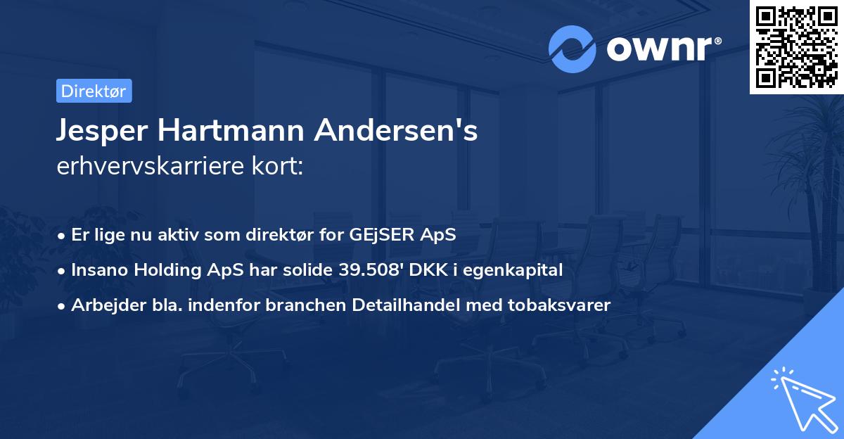 Jesper Hartmann Andersen's erhvervskarriere kort