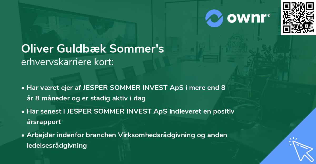 Oliver Guldbæk Sommer's erhvervskarriere kort