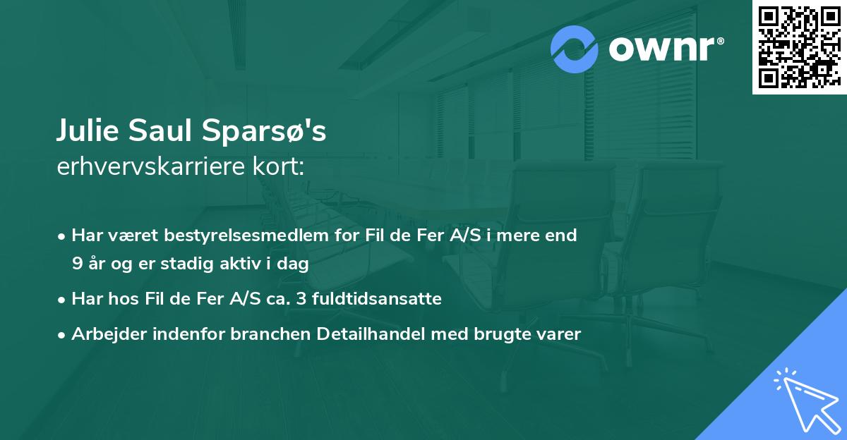 Julie Saul Sparsø's erhvervskarriere kort