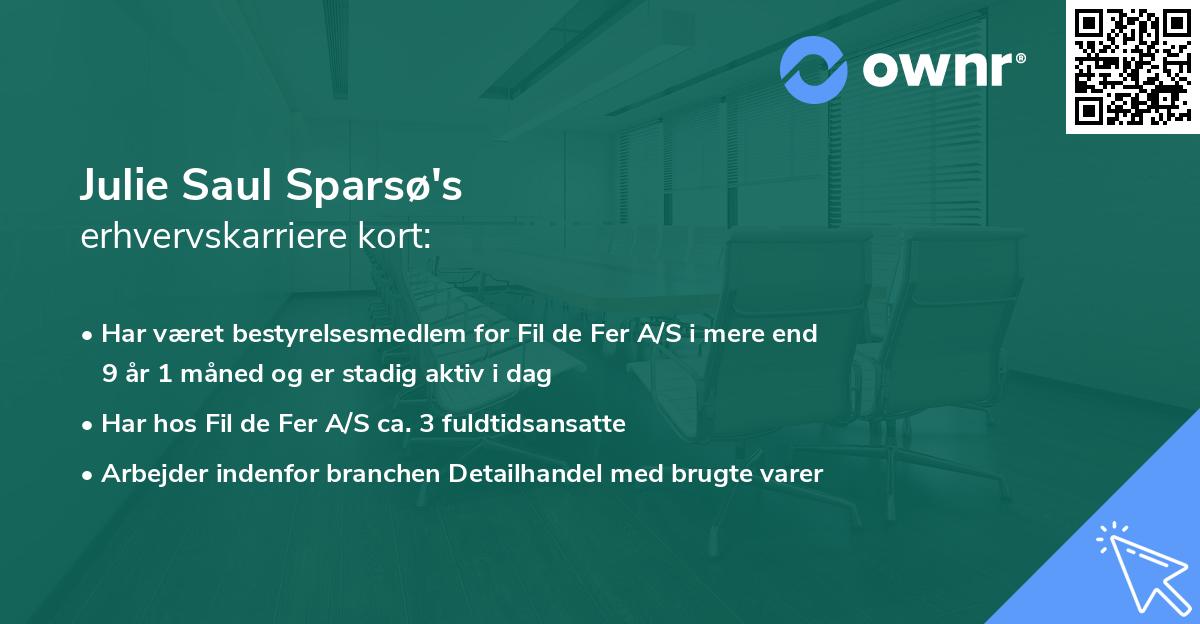 Julie Saul Sparsø's erhvervskarriere kort