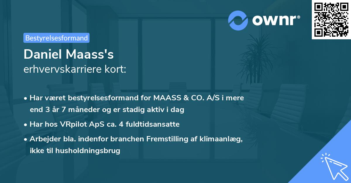 Daniel Maass's erhvervskarriere kort