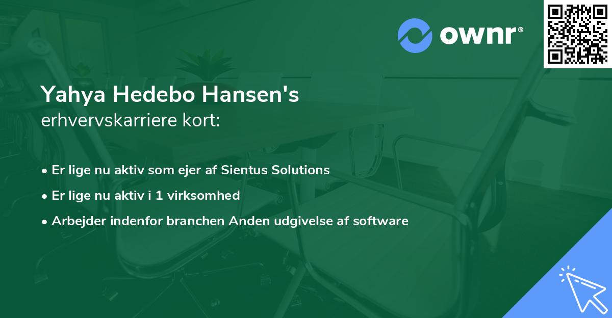 Yahya Hedebo Hansen's erhvervskarriere kort
