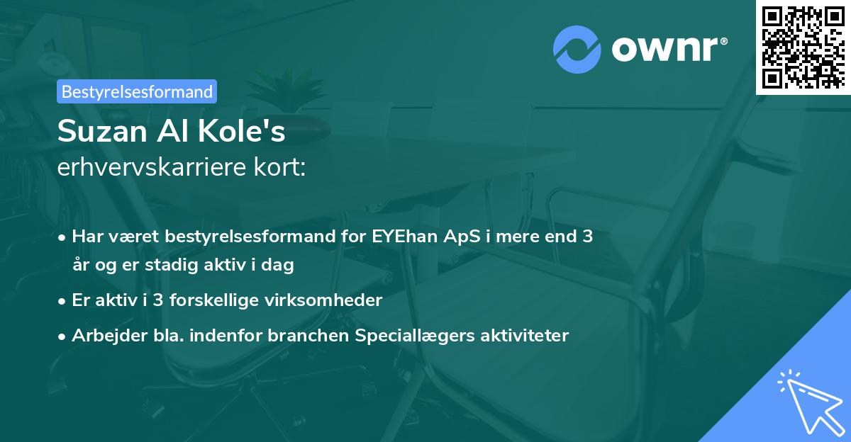 Suzan Al Kole's erhvervskarriere kort