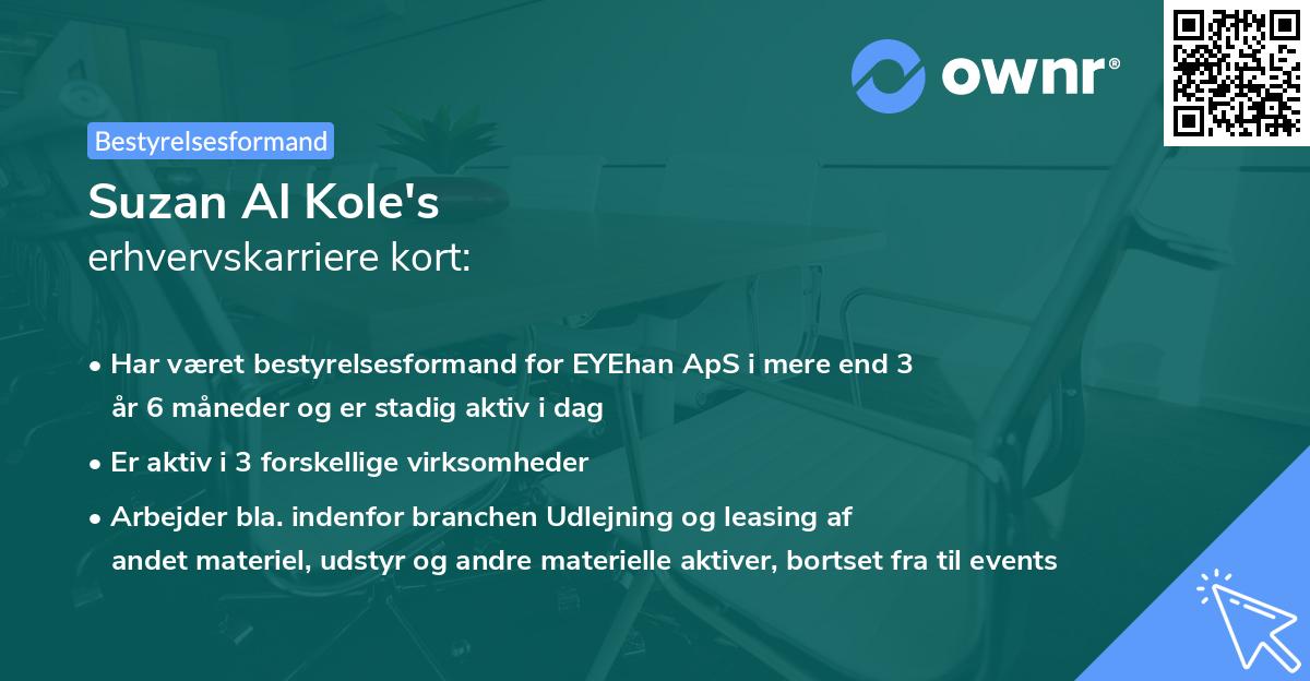 Suzan Al Kole's erhvervskarriere kort