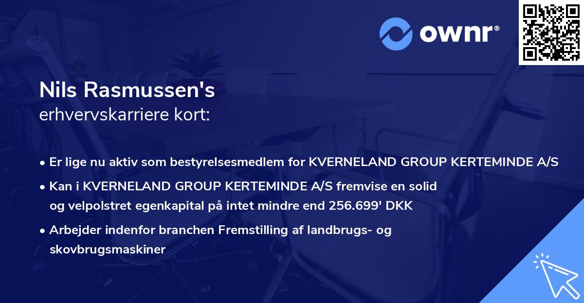 Nils Rasmussen's erhvervskarriere kort