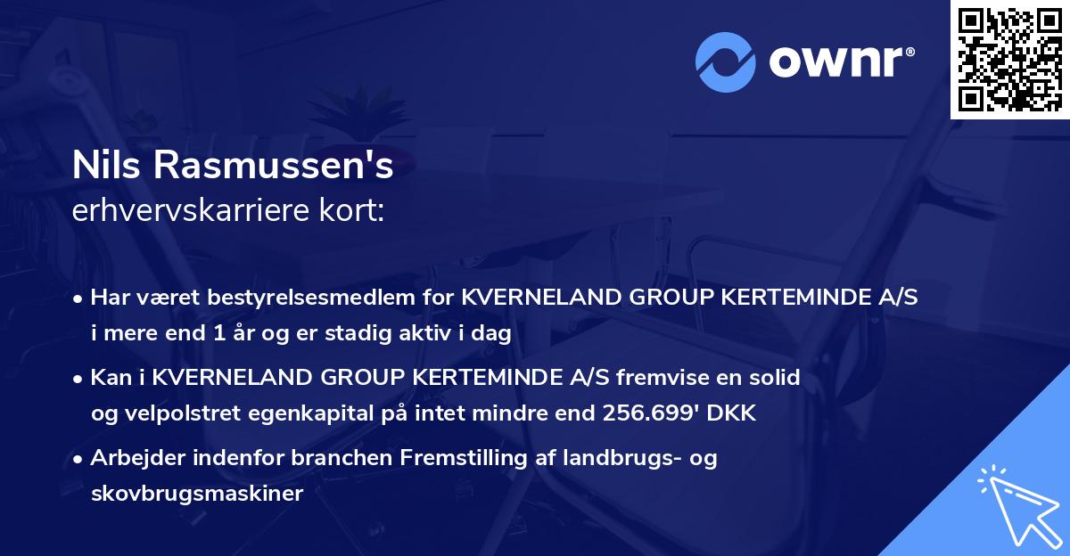 Nils Rasmussen's erhvervskarriere kort