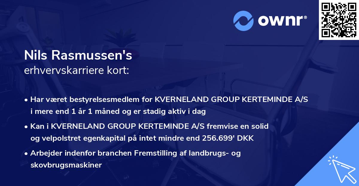 Nils Rasmussen's erhvervskarriere kort