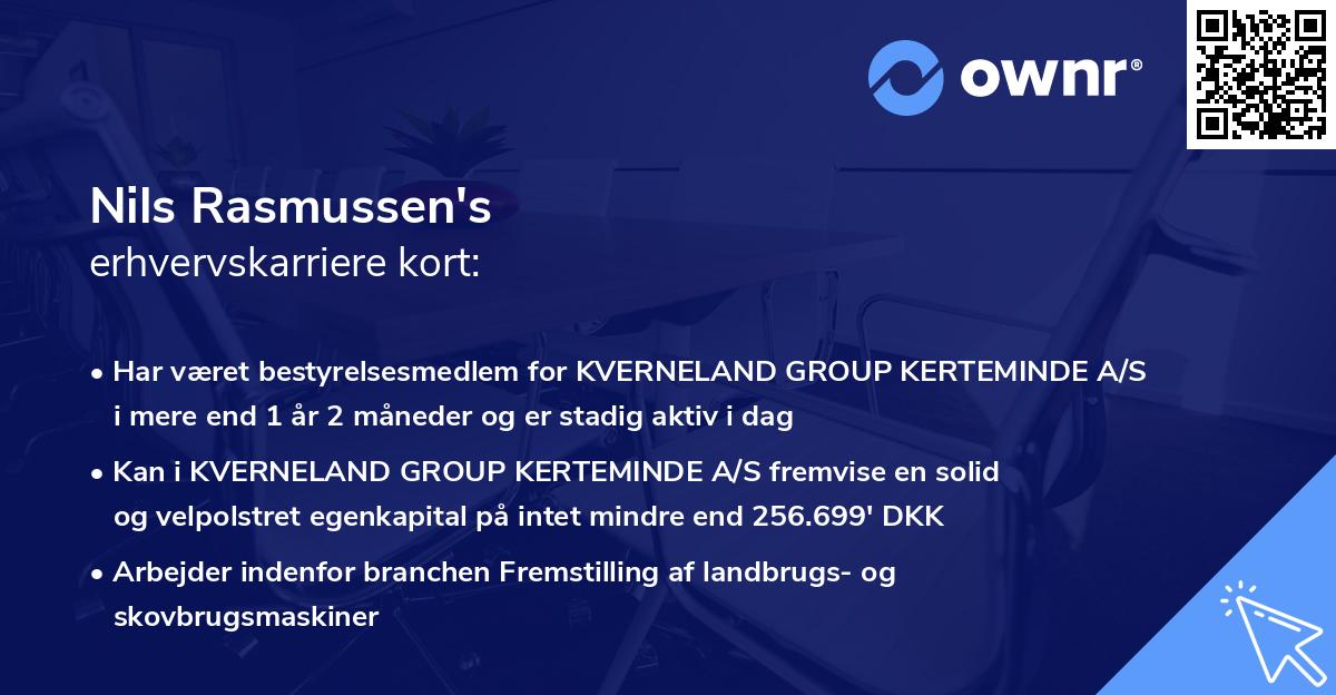 Nils Rasmussen's erhvervskarriere kort