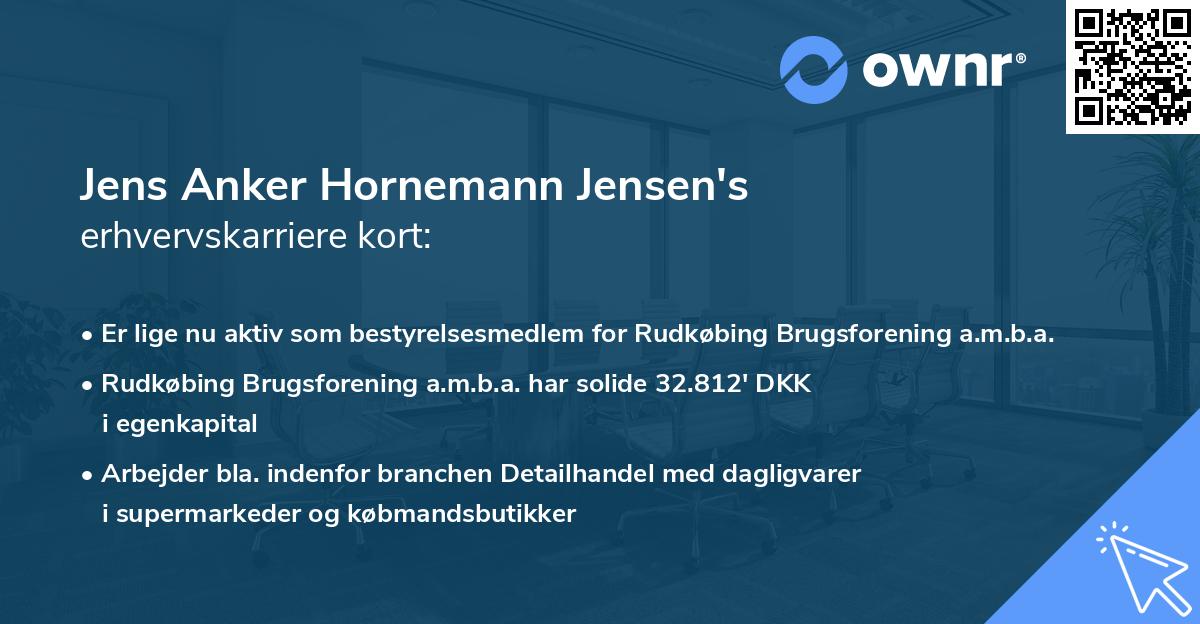 Jens Anker Hornemann Jensen's erhvervskarriere kort