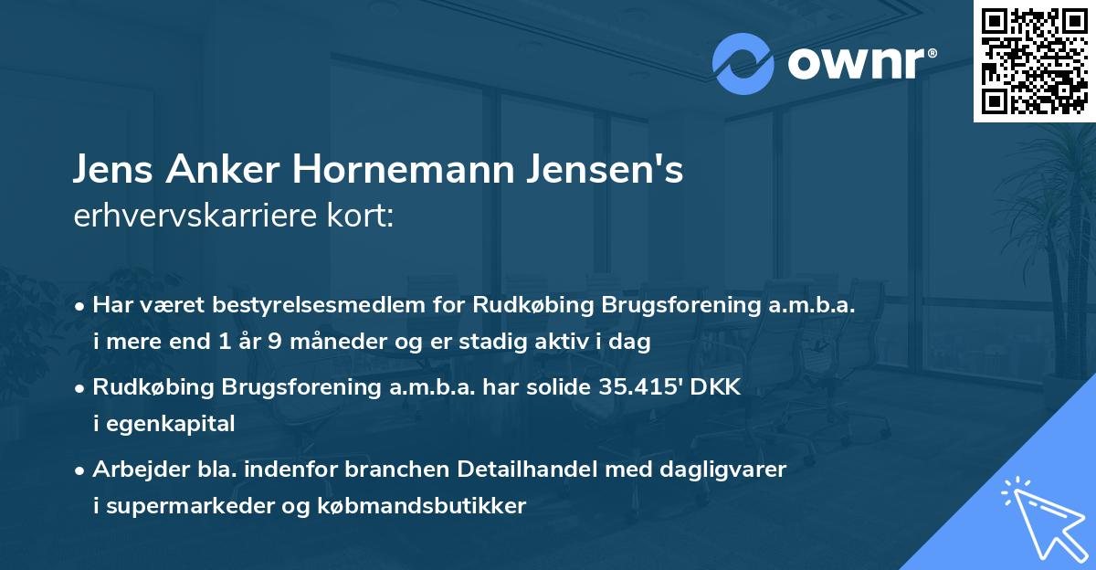 Jens Anker Hornemann Jensen's erhvervskarriere kort
