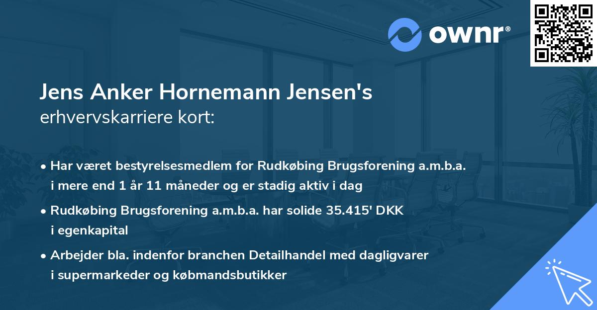 Jens Anker Hornemann Jensen's erhvervskarriere kort