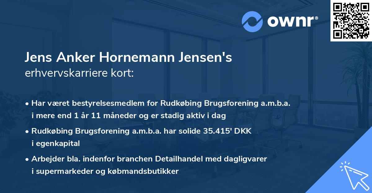 Jens Anker Hornemann Jensen's erhvervskarriere kort