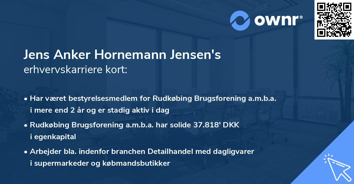 Jens Anker Hornemann Jensen's erhvervskarriere kort