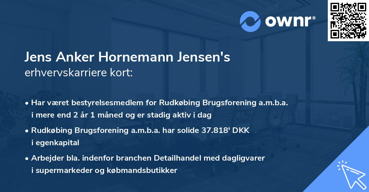 Jens Anker Hornemann Jensen's erhvervskarriere kort
