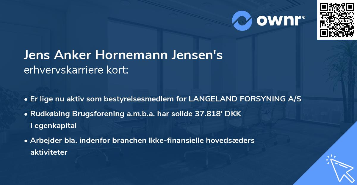 Jens Anker Hornemann Jensen's erhvervskarriere kort