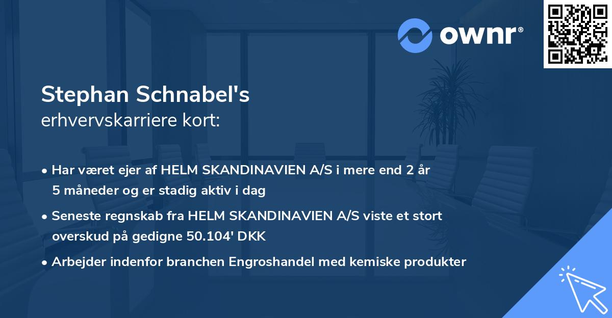 Stephan Schnabel's erhvervskarriere kort