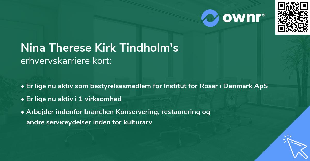 Nina Therese Kirk Tindholm's erhvervskarriere kort