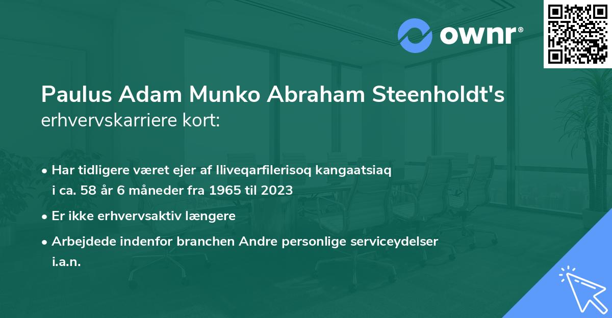 Paulus Adam Munko Abraham Steenholdt's erhvervskarriere kort