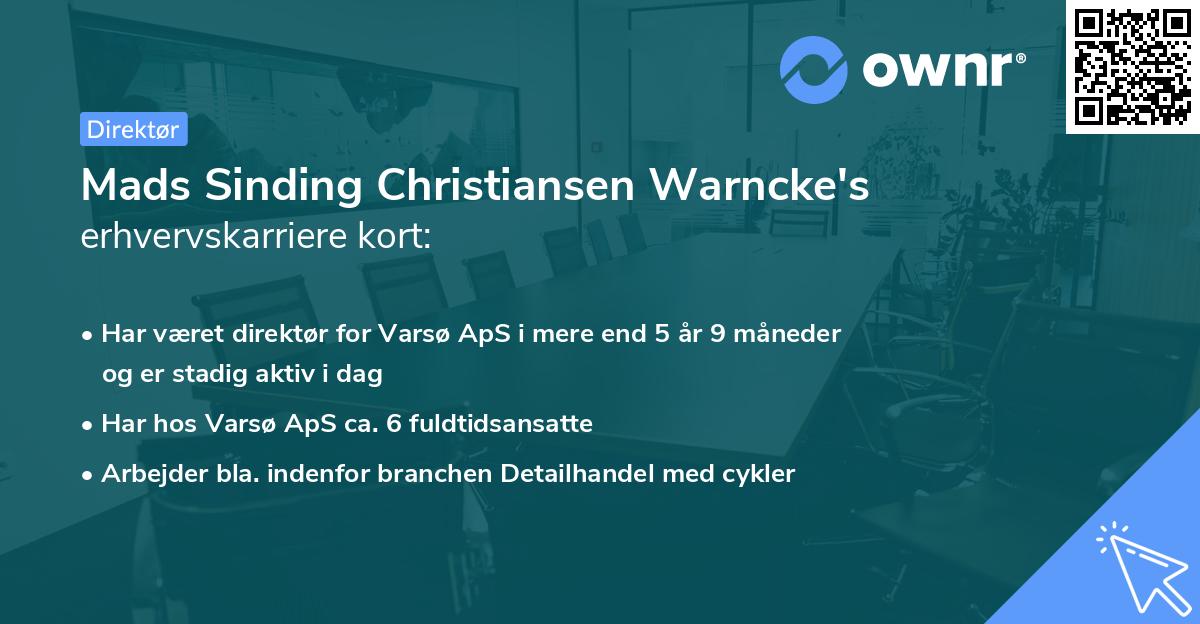 Mads Sinding Christiansen Warncke's erhvervskarriere kort