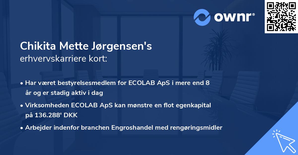 Chikita Mette Jørgensen's erhvervskarriere kort