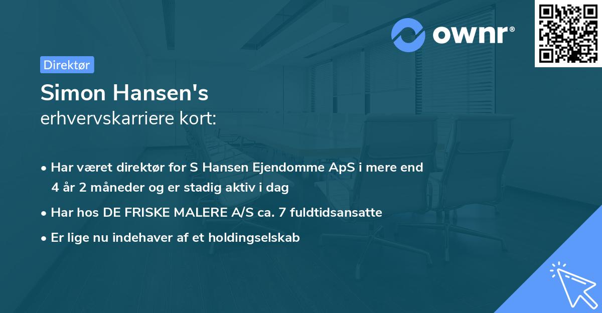 Simon Hansen's erhvervskarriere kort