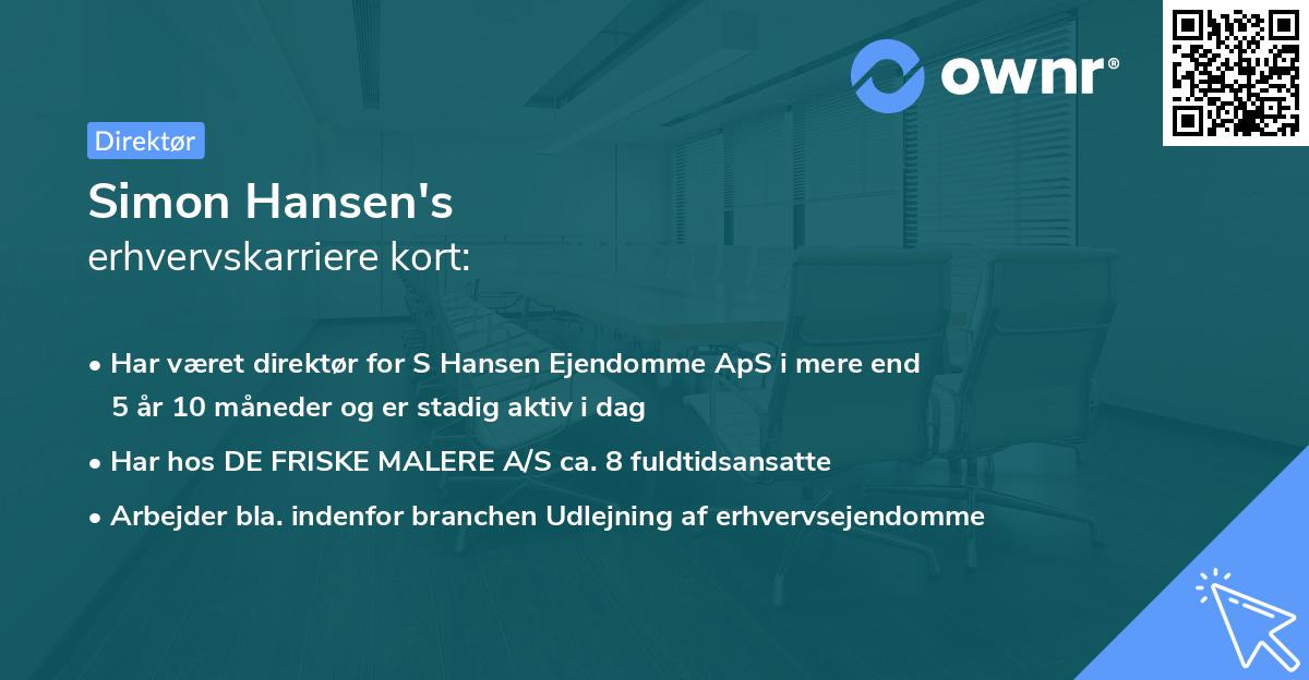 Simon Hansen's erhvervskarriere kort