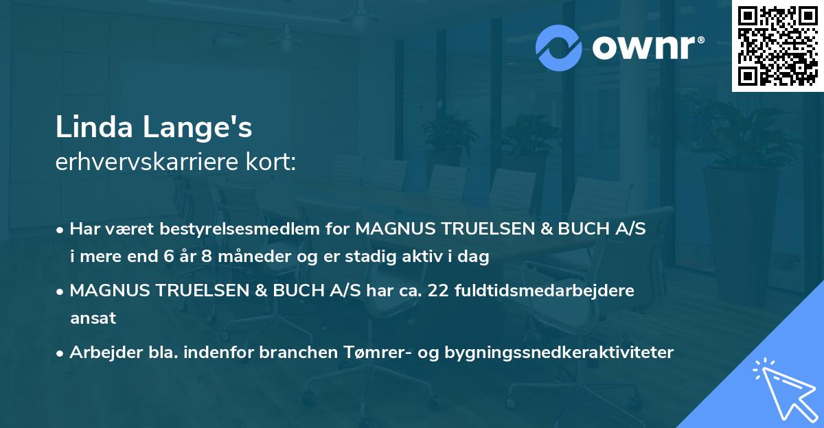 Linda Lange's erhvervskarriere kort