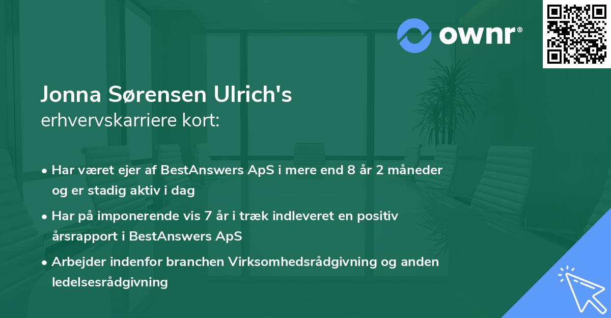 Jonna Sørensen Ulrich's erhvervskarriere kort