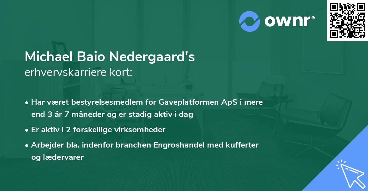 Michael Baio Nedergaard's erhvervskarriere kort