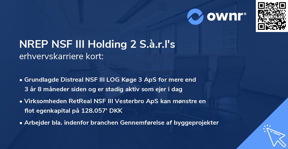 NREP NSF III Holding 2 S.à.r.l's erhvervskarriere kort