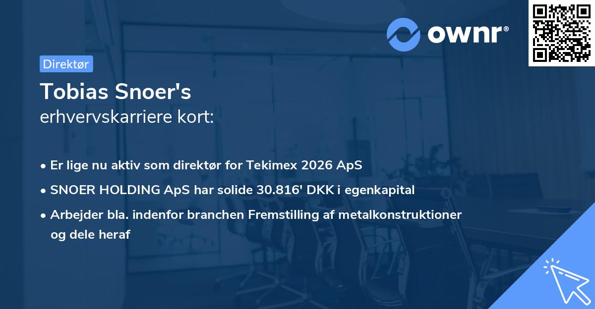 Tobias Snoer's erhvervskarriere kort
