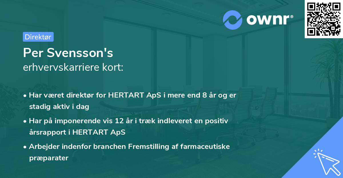 Per Svensson's erhvervskarriere kort