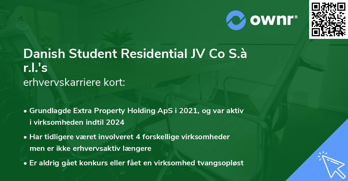 Danish Student Residential JV Co S.à r.l.'s erhvervskarriere kort
