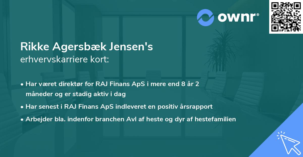 Rikke Agersbæk Jensen's erhvervskarriere kort