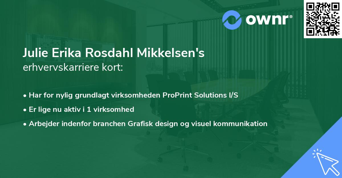Julie Erika Rosdahl Mikkelsen's erhvervskarriere kort