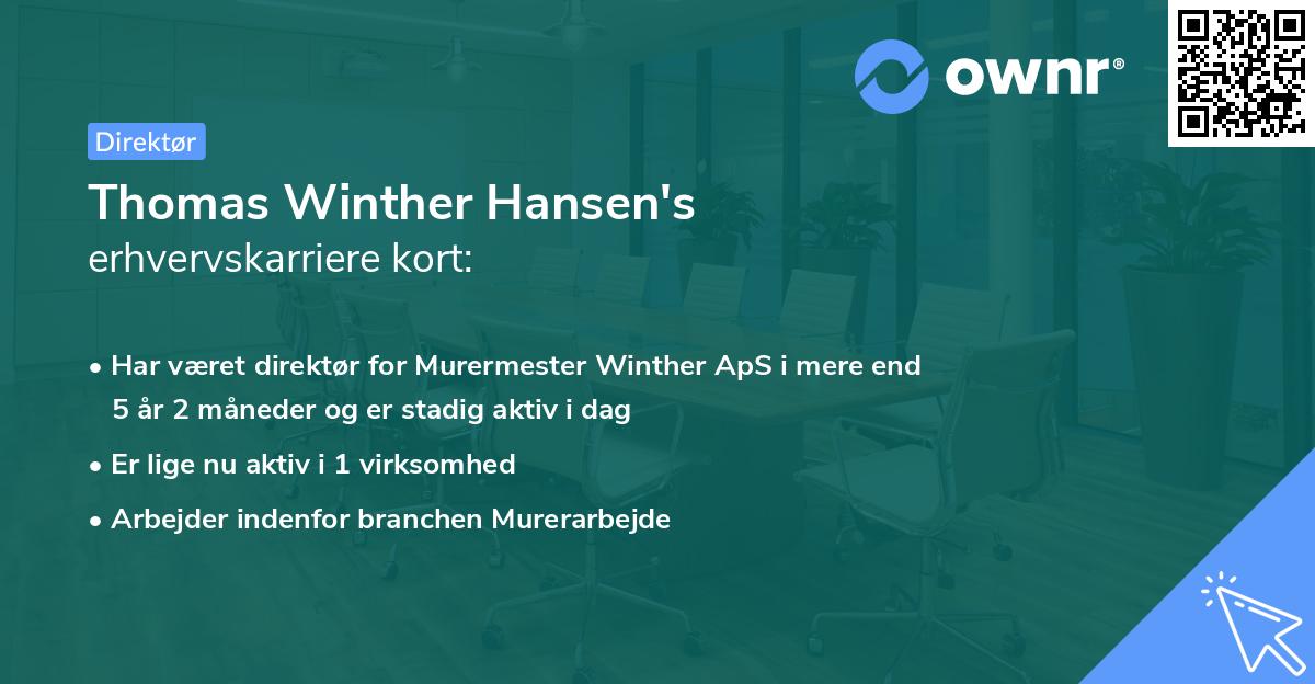 Thomas Winther Hansen's erhvervskarriere kort