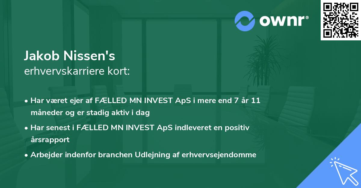 Jakob Nissen's erhvervskarriere kort