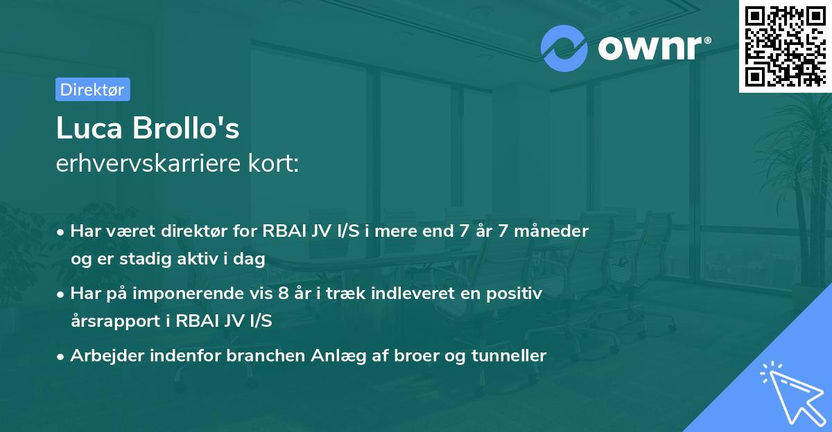 Luca Brollo's erhvervskarriere kort