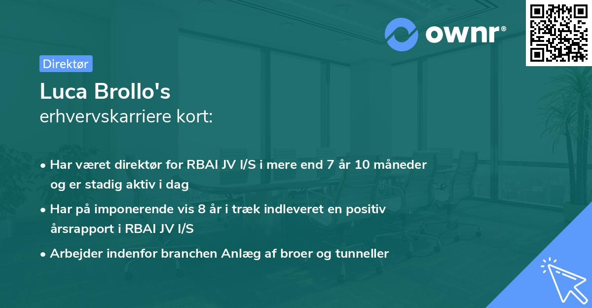 Luca Brollo's erhvervskarriere kort